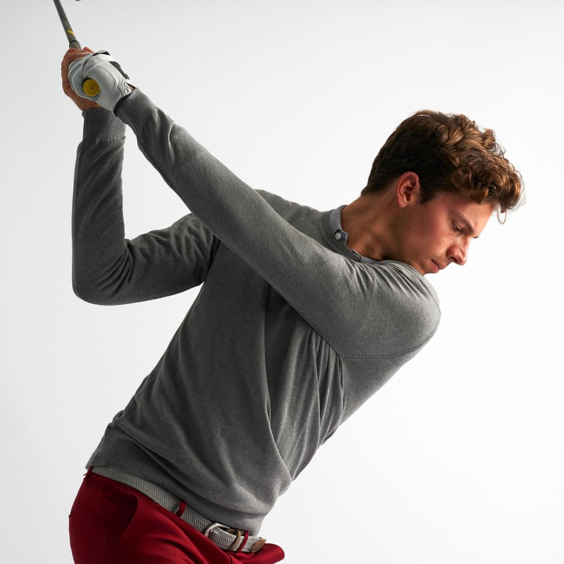 SUÉTER DE GOLF CON CUELLO REDONDO PARA HOMBRE CLIMA TEMPLADO GRIS