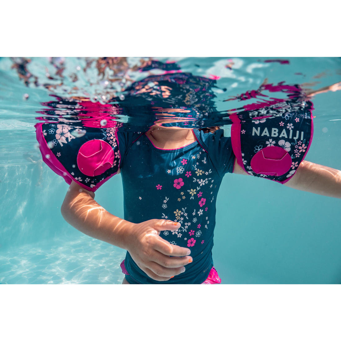 Top Playera Traje de baño Natación Alberca Bebé/Niña Azul Estampado Flores