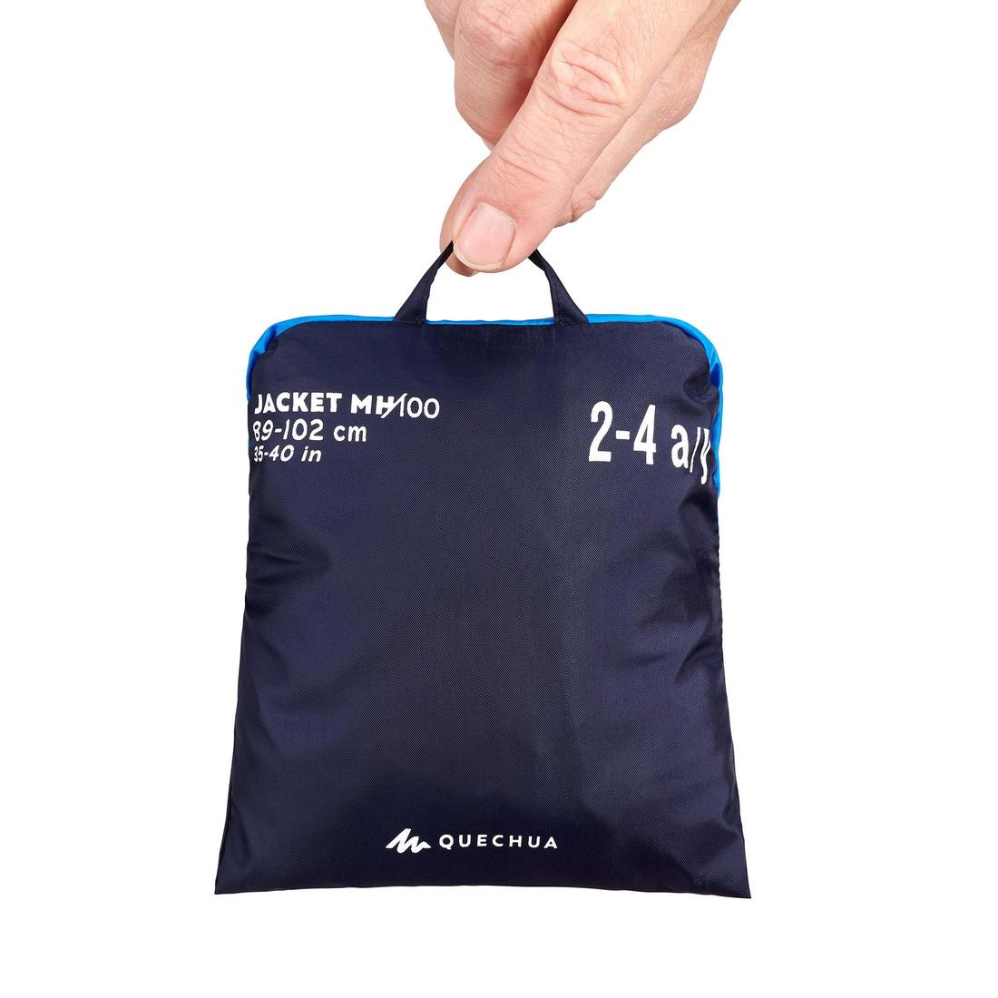 Capa impermeable de senderismo azul marino para niños de 2-6 años MH100