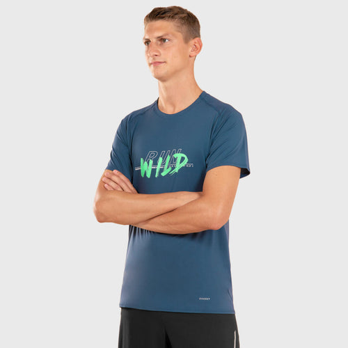 





Playera de running azul pizarra con grafismo para hombre Kiprun Run 500