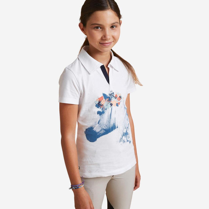 





Playera polo de equitación de manga corta blanca para niños 100, photo 1 of 3