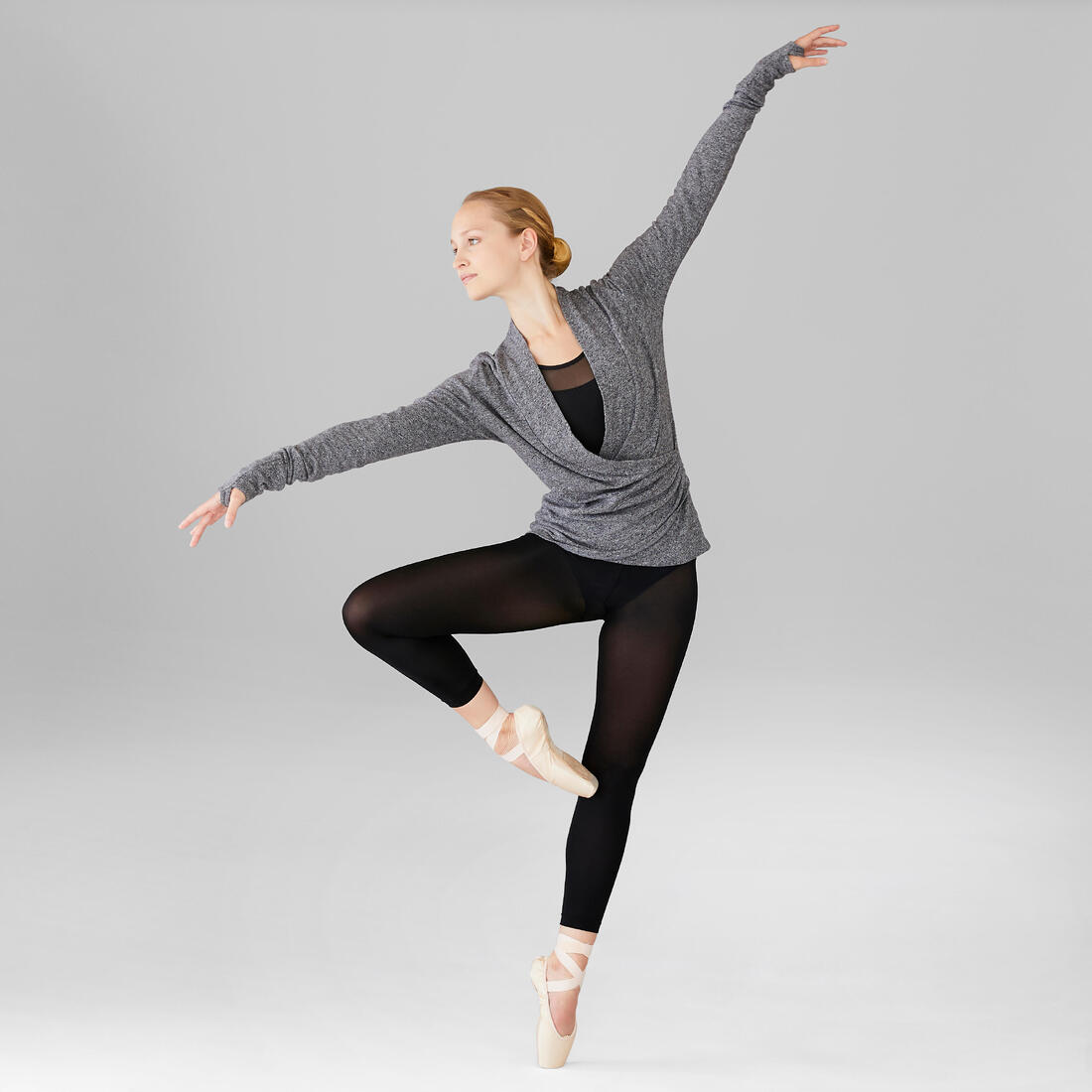 Suéter Ballet cruzado Mujer Starever gris oscuro