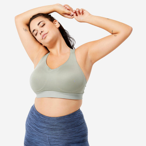 





Brassiere-top de fitness ajustable con copas gris salvia para mujer