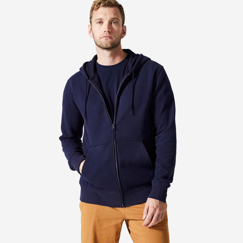 





Sudadera de fitness con cierre y capucha azul oscuro para hombre 500 Essential