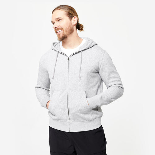 





Sudadera de fitness con cierre y capucha gris para hombre 100