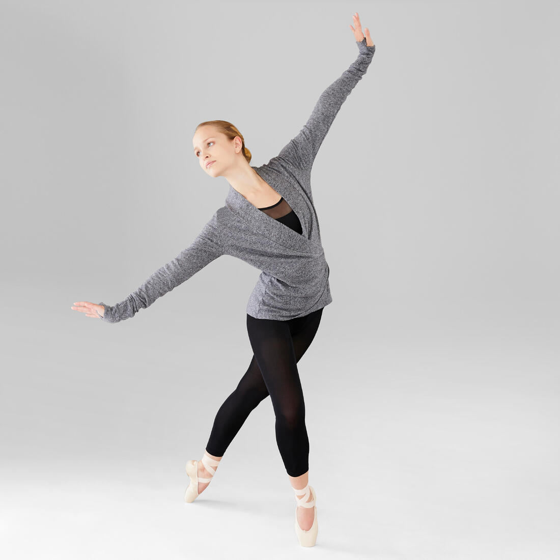 Suéter Ballet cruzado Mujer Starever gris oscuro