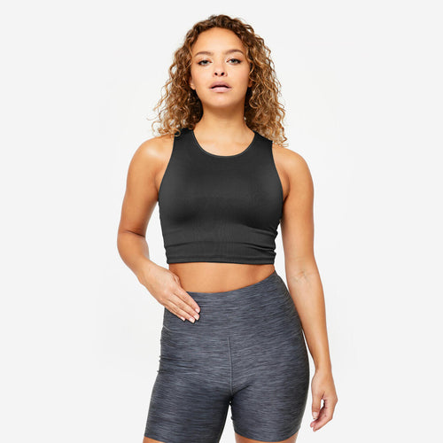 





Playera Fitness Cardio Mujer Negro Sin Mangas Crop Top