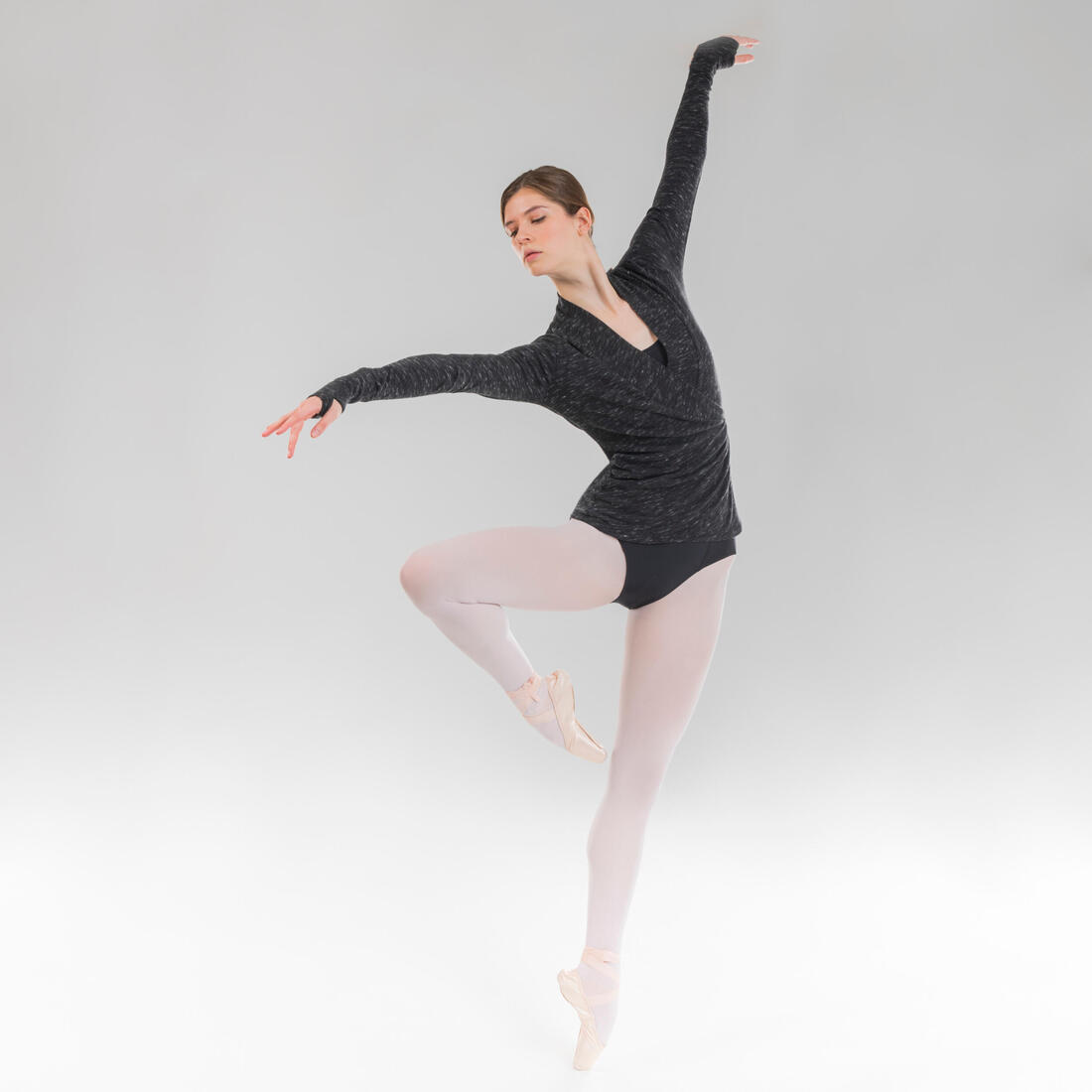 Suéter Ballet cruzado Mujer Starever gris oscuro