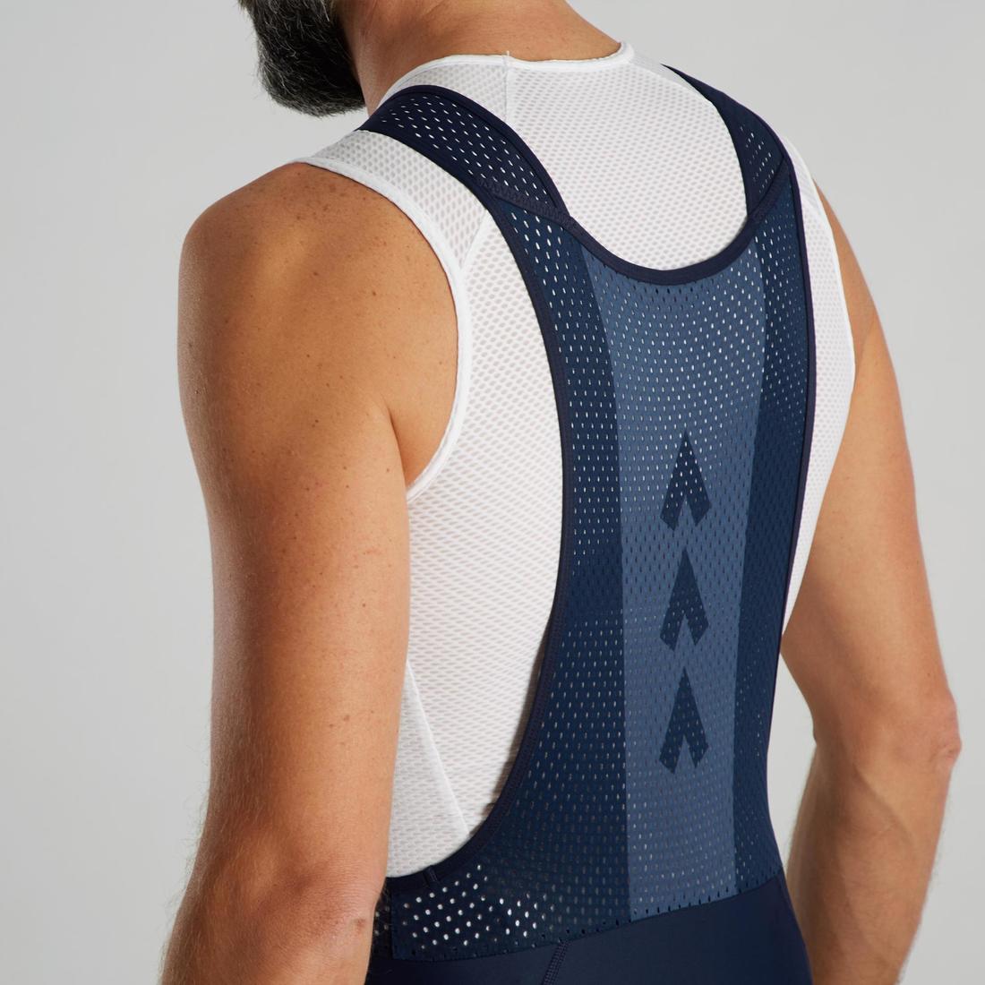 Licra con tirantes carretera hombre cicloturismo RC500 azul marino y bolsillo