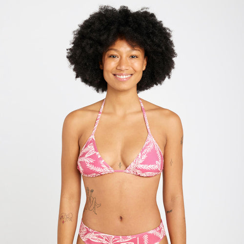 





Top de bikini de surf de triángulos rosa texturizado para mujer Mae Palmer