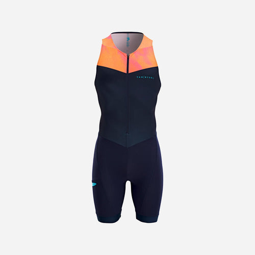 





Trisuit de triatlón de corta distancia azul marino con naranja para hombre