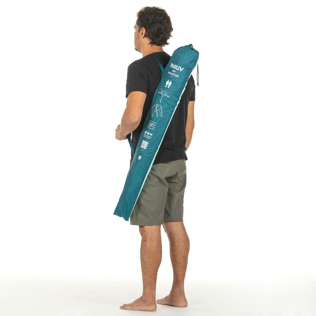 Sombrilla Playa Paruv Windstop Turquesa Amarillo Verde Oscuro UPF50+ 2 Plazas