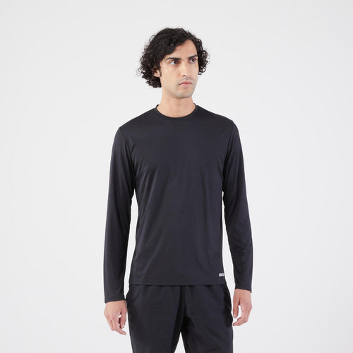 





Playera de running de manga larga anti-UV negra para hombre Kiprun Dry 500