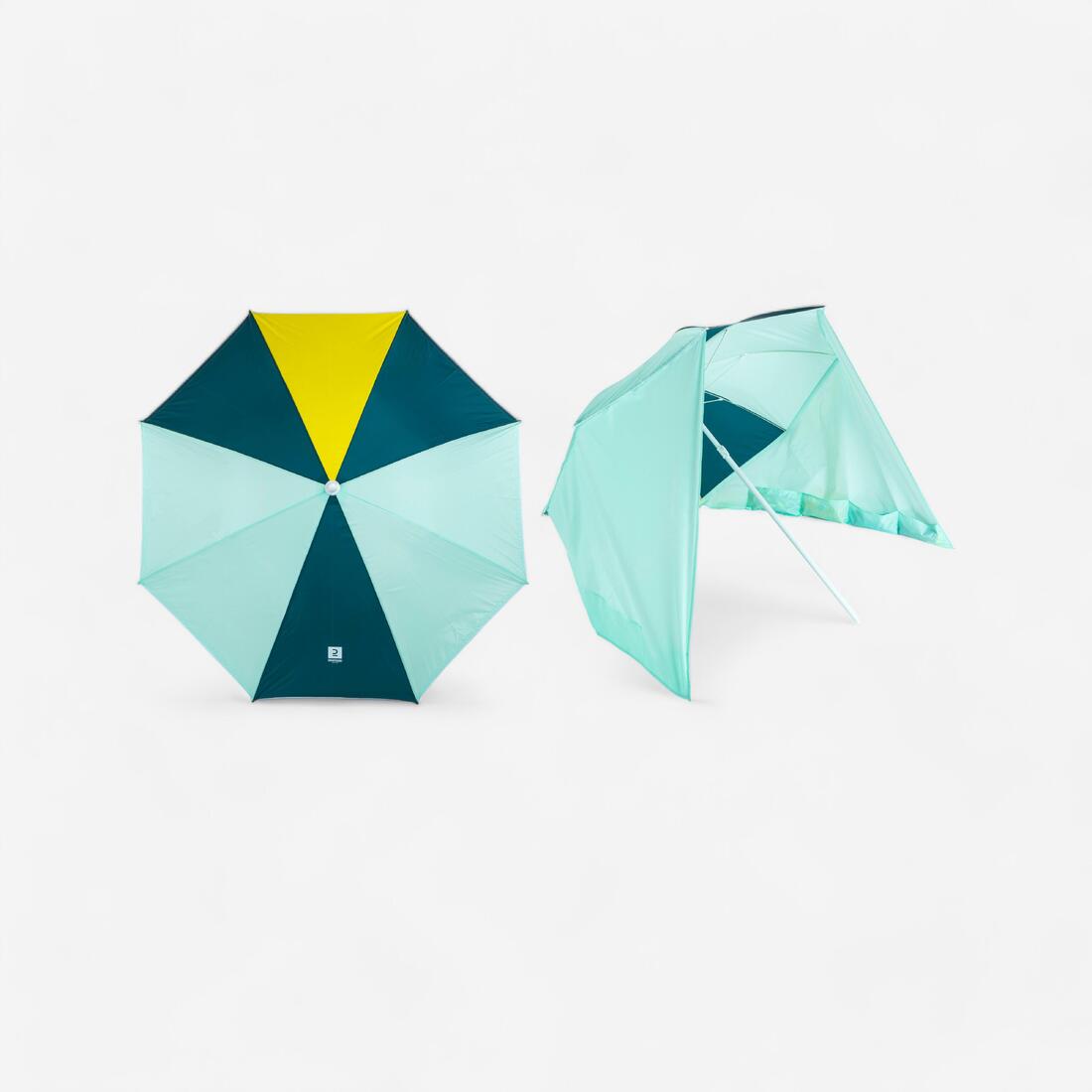 Sombrilla Playa Paruv Windstop Turquesa Amarillo Verde Oscuro UPF50+ 2 Plazas