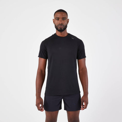 





Playera de running sin costuras negra para hombre Kiprun Run 500 Confort