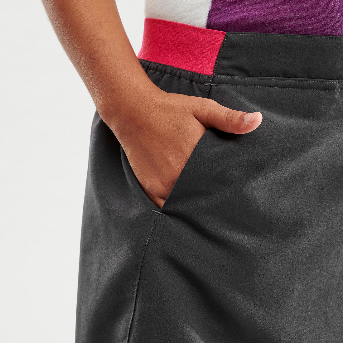 Falda-short de senderismo - MH100 gris y rosa - niños 7 -15 años