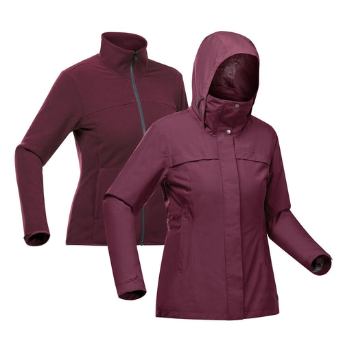 





Chamarra 3 en 1 impermeable trekking viaje - Travel 100 0 °C - burdeos - Mujer