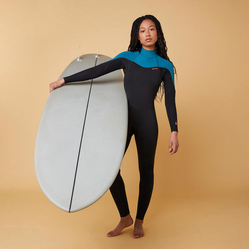 





Traje Surf 500 Mujer 4/3 Negro Verde Cierre Dorsal