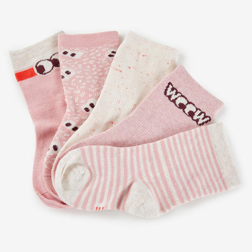 





Pqt. de 5 calcetines largos para niños - Básico rosa con motivos