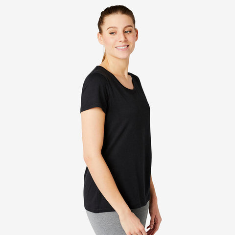 





Playera de Fitness para Mujer - 500 - Negro - Manga Corta - Corte Recto - Cuello Redondo - Algodón