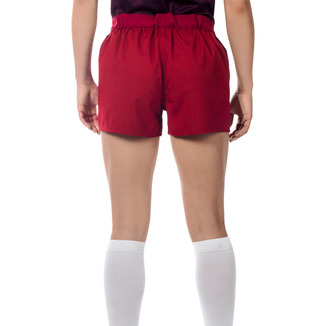 Pantalón corto de rugby FH 500 para mujer burdeos/ciruela