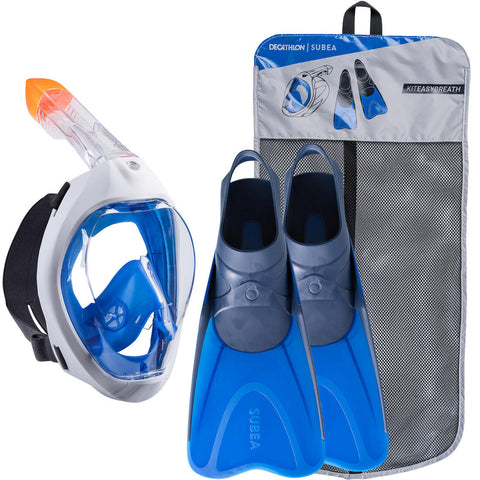 





Kit Snorkel Máscara Easybreath 500 + Aletas Adulto Azul