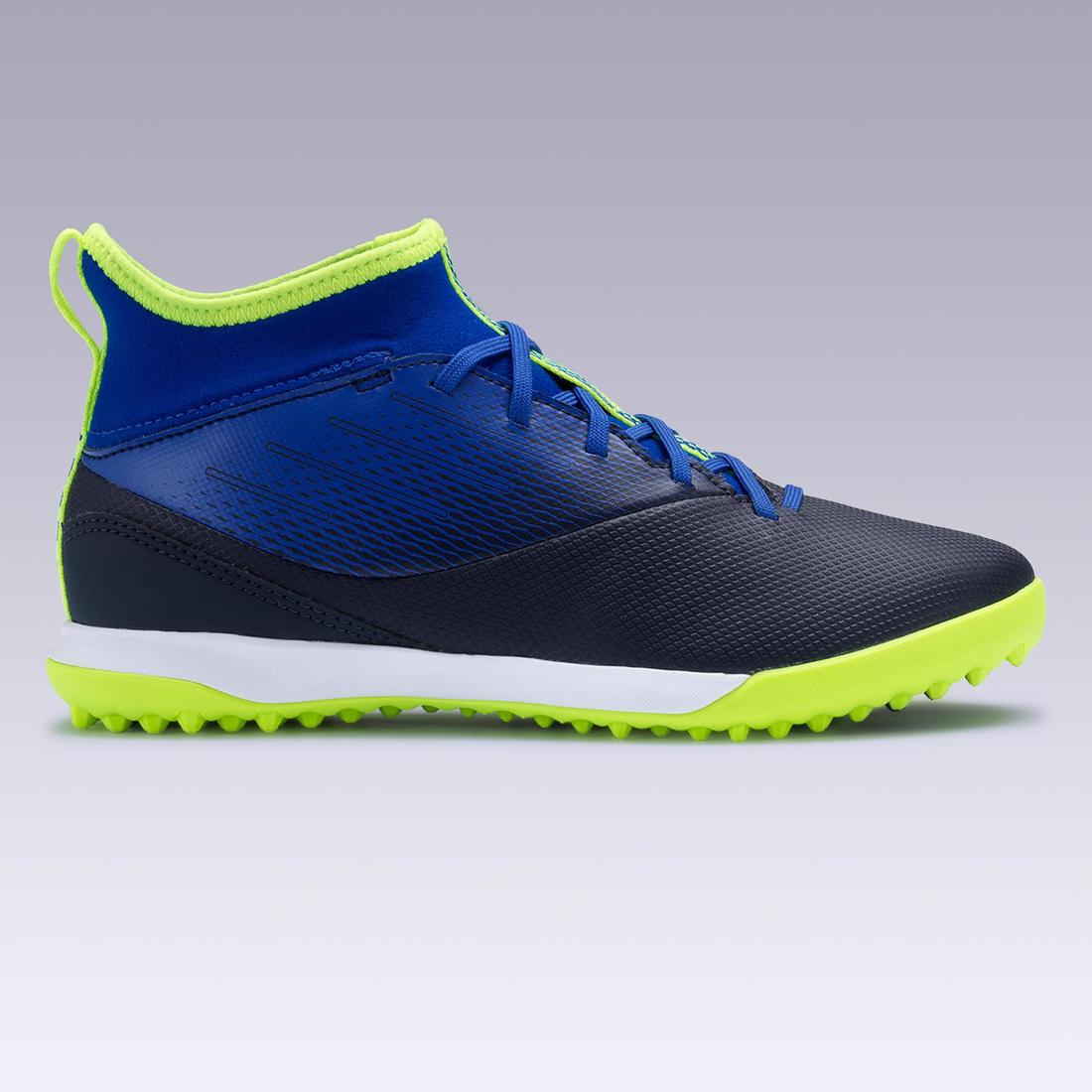 Tenis de futbol de niño - Caña alta - AGILITY 500 TURF TF - Azul negro