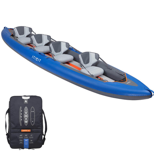 





Canoa Kayak Travesía X100+ Fondo Drop Stitch Alta Presión + 4 Plazas Inflable
