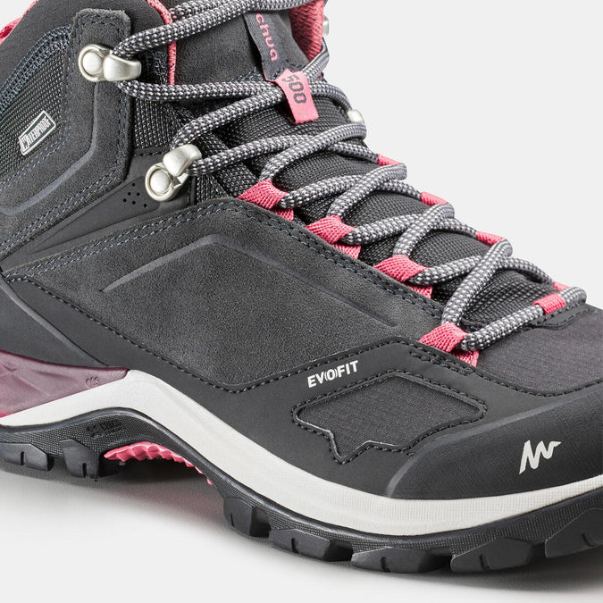 Botas impermeables de senderismo montaña - MH500 Mid Gris/Rosa