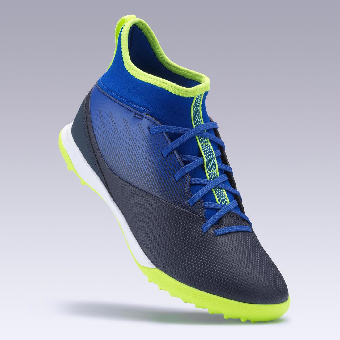 Tenis de futbol de niño - Caña alta - AGILITY 500 TURF TF - Azul negro