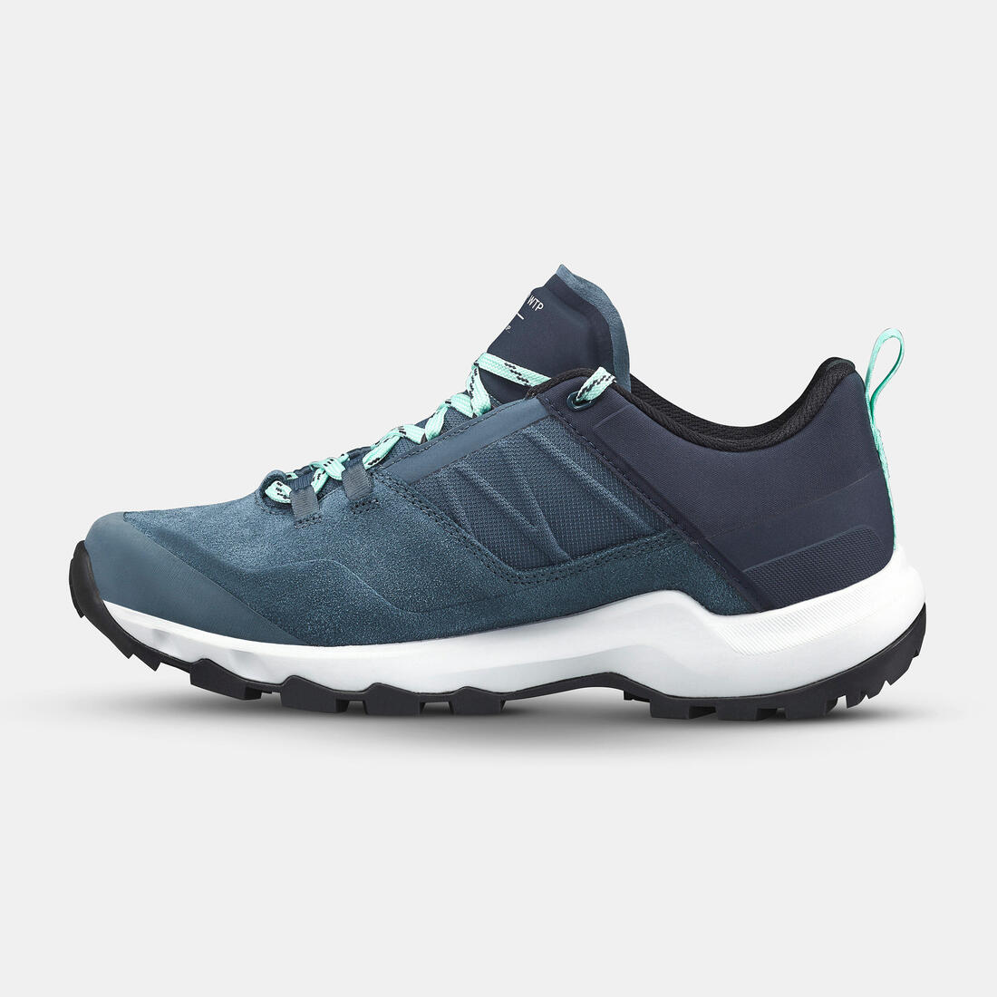 Tenis impermeables de senderismo en montaña azules para mujer MH500 WTP LOW
